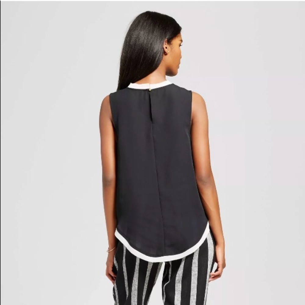 Black and cream chiffon sleeveless top